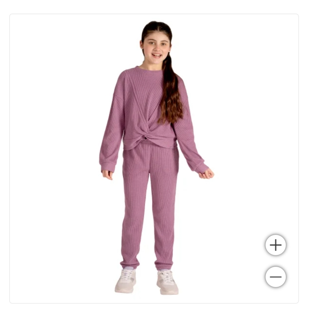 New! Gerry Youth girls 2-piece Waffle Set Front Twist-knot Detail Pink Size XS 6